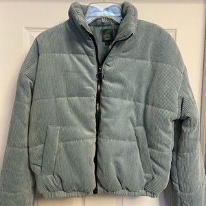Sky Blue Corduroy Puffer Jacket